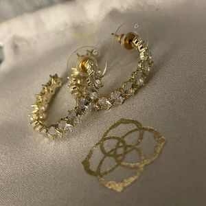 Cailin Gold Crystal Hoop Earrings in White Crystal, Brand New